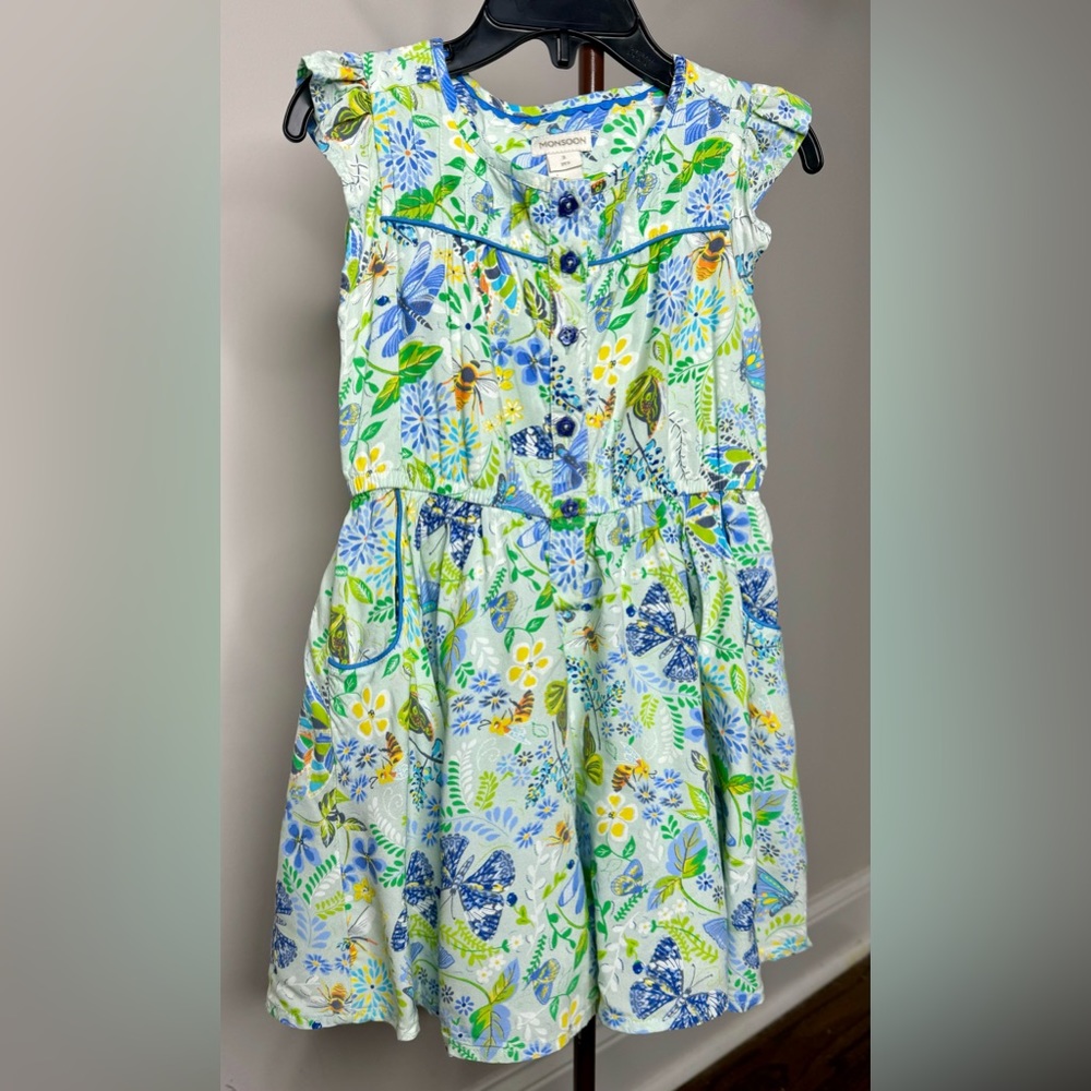 Girls Monsoon Green Floral Romper Girls 3